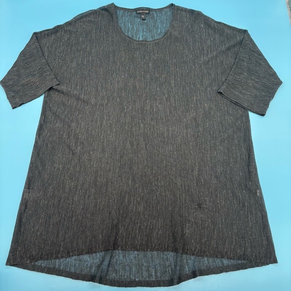 Eileen Fisher Dark Gray with Light Gray Fleck Long Sleeve Top Tunic Large - Picture 2 of 8
